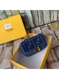 First-class Quality FENDI NANO BAGUETTE CHARM Nappa lcanvas Bag 7AR844 Navy Tl12869xO55