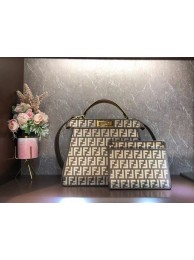 First-class Quality Fendi Peekaboo ISeeU FF tapestry fabric bag F1982 Khaki Tl12504xO55