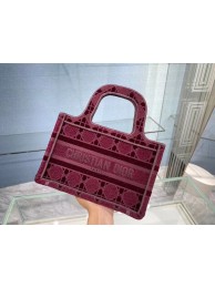 High Imitation MINI DIOR BOOK TOTE Burgundy Cannage Embroidered Velvet S5475Z Tl8867bg96