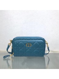 High Quality Imitation DIOR CARO DOUBLE POUCH Supple Cannage Calfskin S5037U blue Tl8726wn47