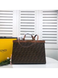 High Quality Imitation FENDI PEEKABOO X-TOTE canvas bag 8BH374A brown Tl12956Vu82