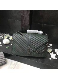 High Quality Imitation YSL Classic Monogramme Green Leather Flap Bag Y392738 Silver Tl15146Vu82