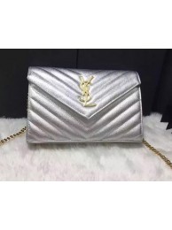 High Quality Replica YSL Classic Monogramme Clutch Cannage Pattern YSL0223 Silver Tl15314aR54