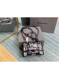 Hot Balenciaga Hourglass XS Top Handle Bag 28331S Black & White Tl15901Nm85