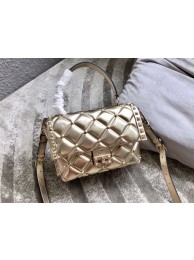 Hot VALENTINO Candy Rockstud quilted leather shoulder bag 6019 gold Tl19600cT87