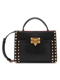 Hot VALENTINO GARAVANI Rockstud Alcove Medium grain calf leather 2B0056 black Tl19334io40