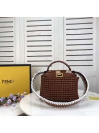 Imitation 1:1 FENDI PEEKABOO ICONIC MINI leather bag 8BN244 brown Tl13063LT32