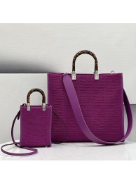 Imitation 1:1 FENDI SUNSHINE MEDIUM FF fabric shopper 8BH386A Purple Tl12698LT32