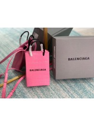 Imitation Balenciaga Original shiny crocodile embossed leather Mini Shopper Bag B152865 pink Tl15985KV93