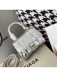 Imitation Balenciaga WOMENS HOURGLASS MINI TOP HANDLE BAG M8000 silver Tl15910Nj42