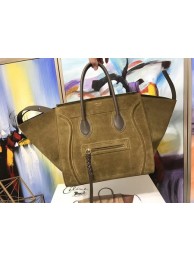 Imitation Celine Luggage Phantom Tote Bag Suede Leather CT3372 Green Tl5147Oz49