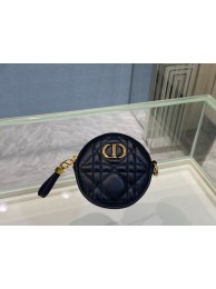 Imitation DETACHABLE DIOR CARO ROUND COIN PURSE S5035U Black Tl9276VO34