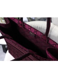 Imitation DIOR BOOK TOTE Burgundy Cannage Embroidered Velvet M1286Z Tl8896sJ18