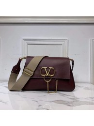 Imitation Fashion VALENTINO Origianl leather shoulder bag V0888 Burgundy Tl19444kd19