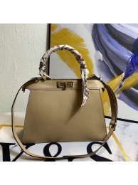 Imitation FENDI PEEKABOO ICONIC MEDIUM apricot leather bag F6946 Tl12959lH78