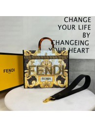 Imitation Fendi Sunshine Medium Fendace Printed white leather shopper 8BH386A-2 Tl12546sJ18