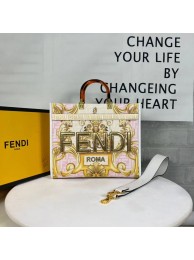 Imitation Fendi Sunshine Medium Fendace Printed white leather shopper 8BH386A Tl12545zn33