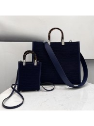 Imitation FENDI SUNSHINE MEDIUM FF fabric shopper 8BH386A dark blue Tl12700KV93