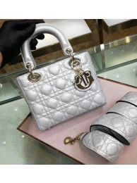 Imitation High Quality Dior LADY DIOR CALFSKIN BAG M0575 Silvery white Tl9088Bo39