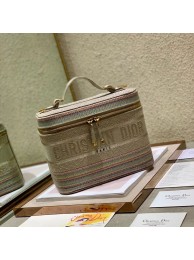 Imitation High Quality DIORTRAVEL VANITY CASE Multicolor Striped Embroidery C9012 Tl8613HH94