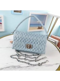 Imitation High Quality miu miu Matelasse Nappa Leather Shoulder Bag 5BP012M light blue Tl18578Bo39