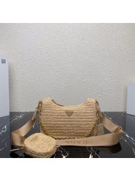 Imitation High Quality Prada Re-Edition 2005 raffia bag 1BH204 tan Tl5693HH94