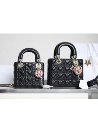 Imitation LADY DIOR MY ABCDIOR BAG Cannage Heart Original Lambskin Bag M0539O Black Tl8579lH78