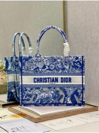 Imitation MEDIUM DIOR BOOK TOTE Fluorescent Blue Toile de Jouy Reverse Embroidery M1296ZROC Tl8177SU58