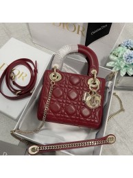 Imitation MINI LADY DIOR BAG Lambskin M0566OW Wine&gold Tl8418Tm92