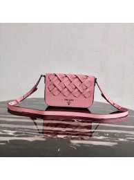 Imitation Prada Leather Prada Tress Shoulder Bag 1BD246 pink Tl6055Nj42