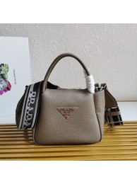 Imitation Prada leather tote bag 1BC145 gray Tl5674SU87