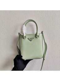 Imitation Prada Small brushed leather tote 1AD331 light green Tl5975zn33