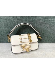 Imitation Top Fendi Brooch mini baguette Fendace leather bag 8BS066A white Tl12612tr16