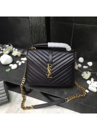 Imitation Top YSL Classic Monogramme Black Leather Flap Bag Y392737 Gold Tl15167tr16