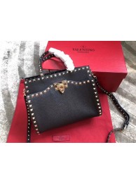 Imitation VALENTINO Candy Rockstud quilted leather shoulder bag 0650 black Tl19717Dl40