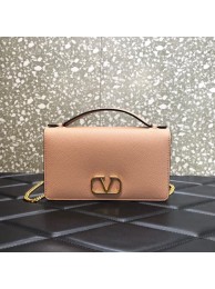 Imitation VALENTINO GARAVANI Stud Sign Grained Calfskin Shoulder Bag 0680 pink Tl19299Fo38