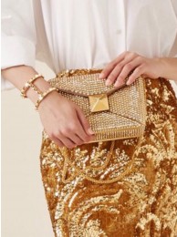 Imitation VALENTINO ONE STUD Small Rhinestone Embroidery shoulder bag 1W0B0L YELLOW Tl19179SU87