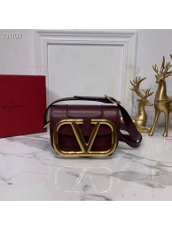 Imitation VALENTINO Origianl leather shoulder bag V0032 Burgundy Tl19525Za30