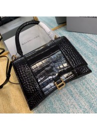 Knockoff Balenciaga HOURGLASS MEDIUM TOP HANDLE BAG B108892E black&aged-gold hardware Tl15967iV87