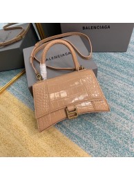 Knockoff Balenciaga HOURGLASS SMALL TOP HANDLE BAG crocodile embossed calfskin B108895E apricot Tl15944tp21