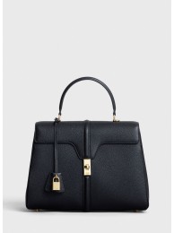 Knockoff CELINE MEDIUM 16 BAG IN SATINATED CALFSKIN 187373 BLACK Tl4980Bt18