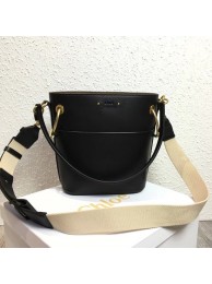 Knockoff Chloe Roy Mini Smooth Leather Bucket Bag S126 black Tl17946tU76