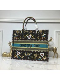 Knockoff DIOR BOOK TOTE BAG IN EMBROIDERED CANVAS C1286 Black Tl9202yK94