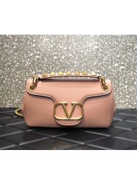 Knockoff High Quality VALENTINO GARAVANI Stud Sign nappa Shoulder Bag NL098 light pink Tl19332Lg12