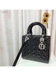 Knockoff MEDIUM LADY DIOR BAG Black Patent Cannage Calfskin M0565OW-2 Tl8585Lg61