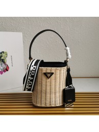 Knockoff Prada Raffia tote bag 1BE062 black Tl5678WW40