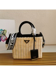 Knockoff Prada Raffia tote bag 1BG835 tan Tl5676Ez66