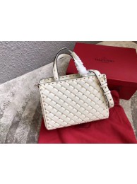 Knockoff VALENTINO Candystud quilted leather tote 0061 white Tl19737yN38