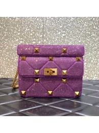 Knockoff VALENTINO GARAVANI Roman Stud soft sheep leather chain shoulder bag VW0B0I82 purple Tl19181Ez66