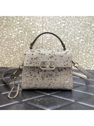 Knockoff VALENTINO GARAVANI VSLING Shiny diamond Mini totebag XW2B0G9 Pearlescent grey Tl19231NL80